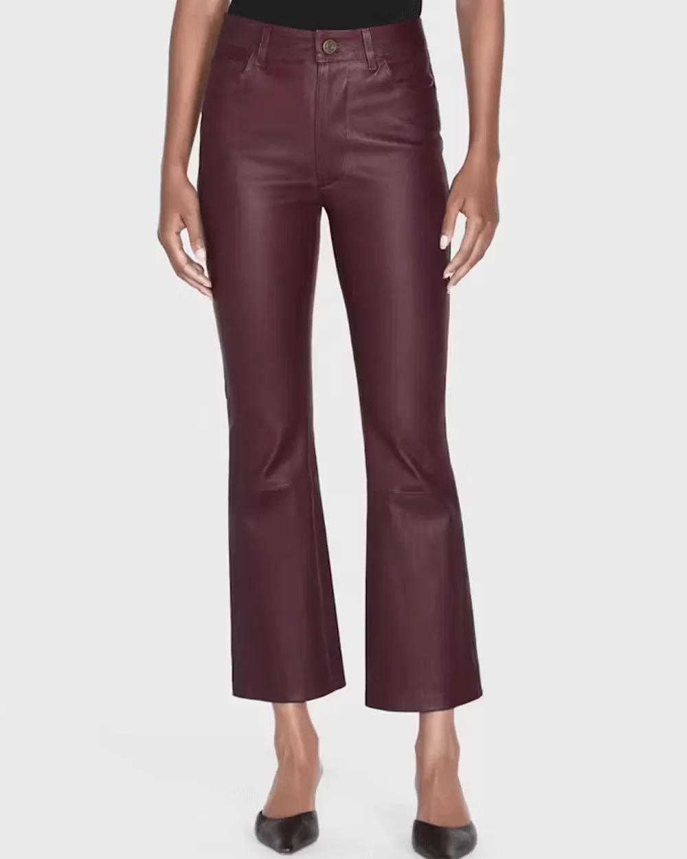 Le Crop Mini Boot Leather Pant in Wine