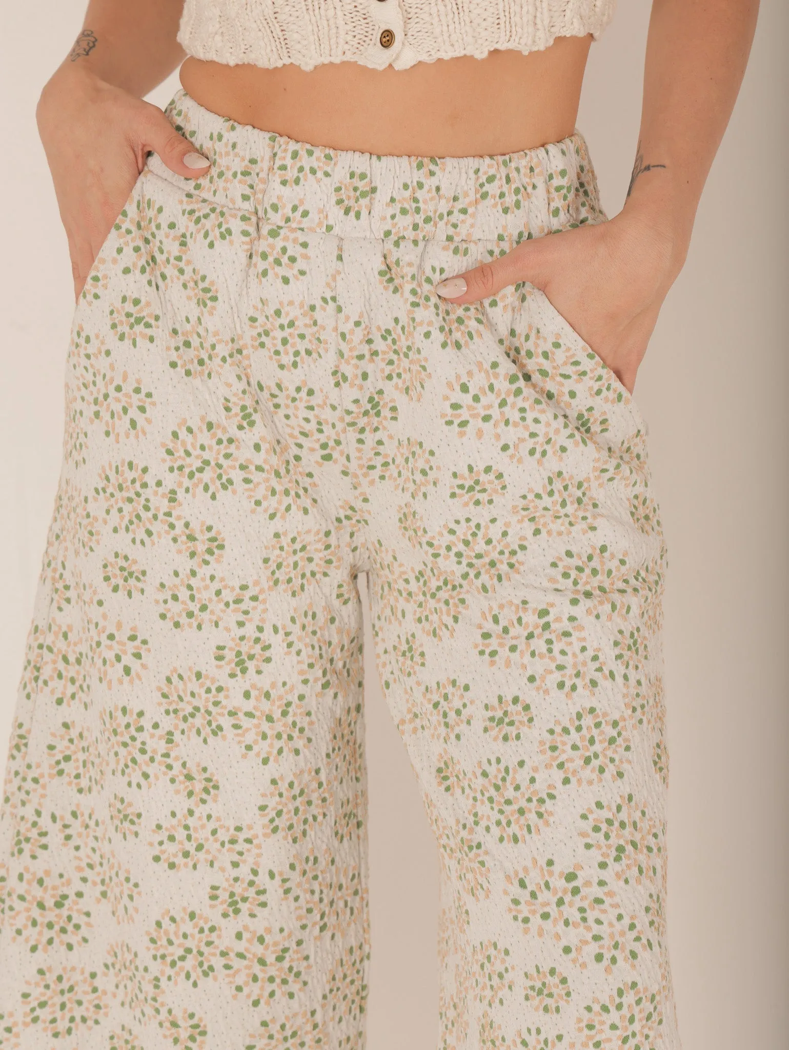 Lyra Flower Jacquard Pants