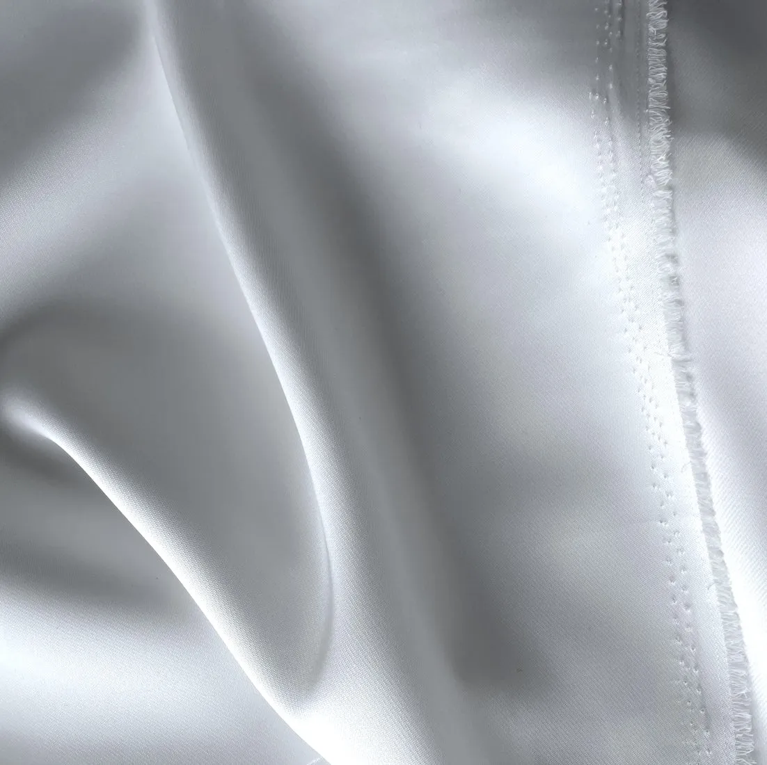 Marshmallow White Double-Sided Polyester Satin Twill (Made in Korea)