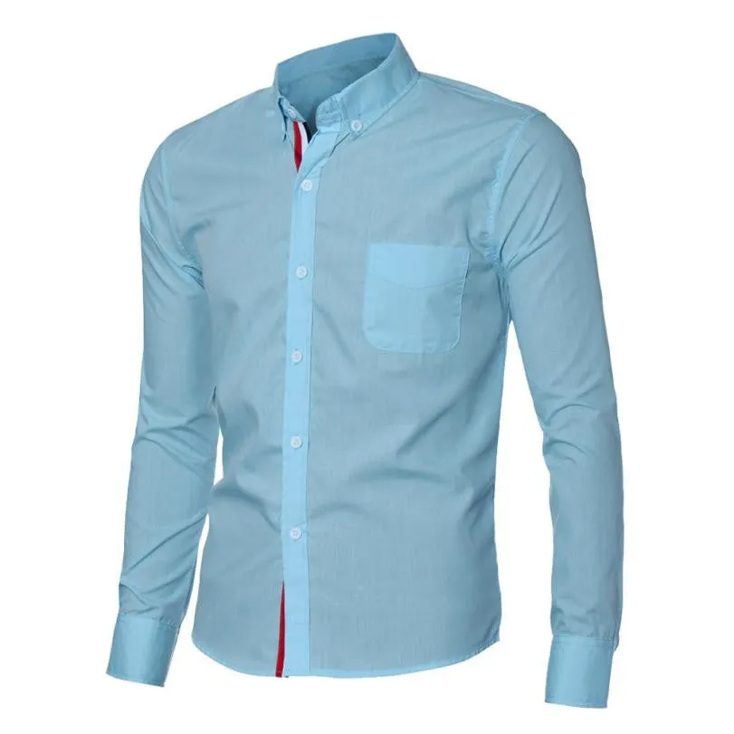 Mens Button Slim Fit Long Sleeve Shirts