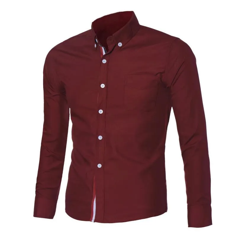 Mens Button Slim Fit Long Sleeve Shirts