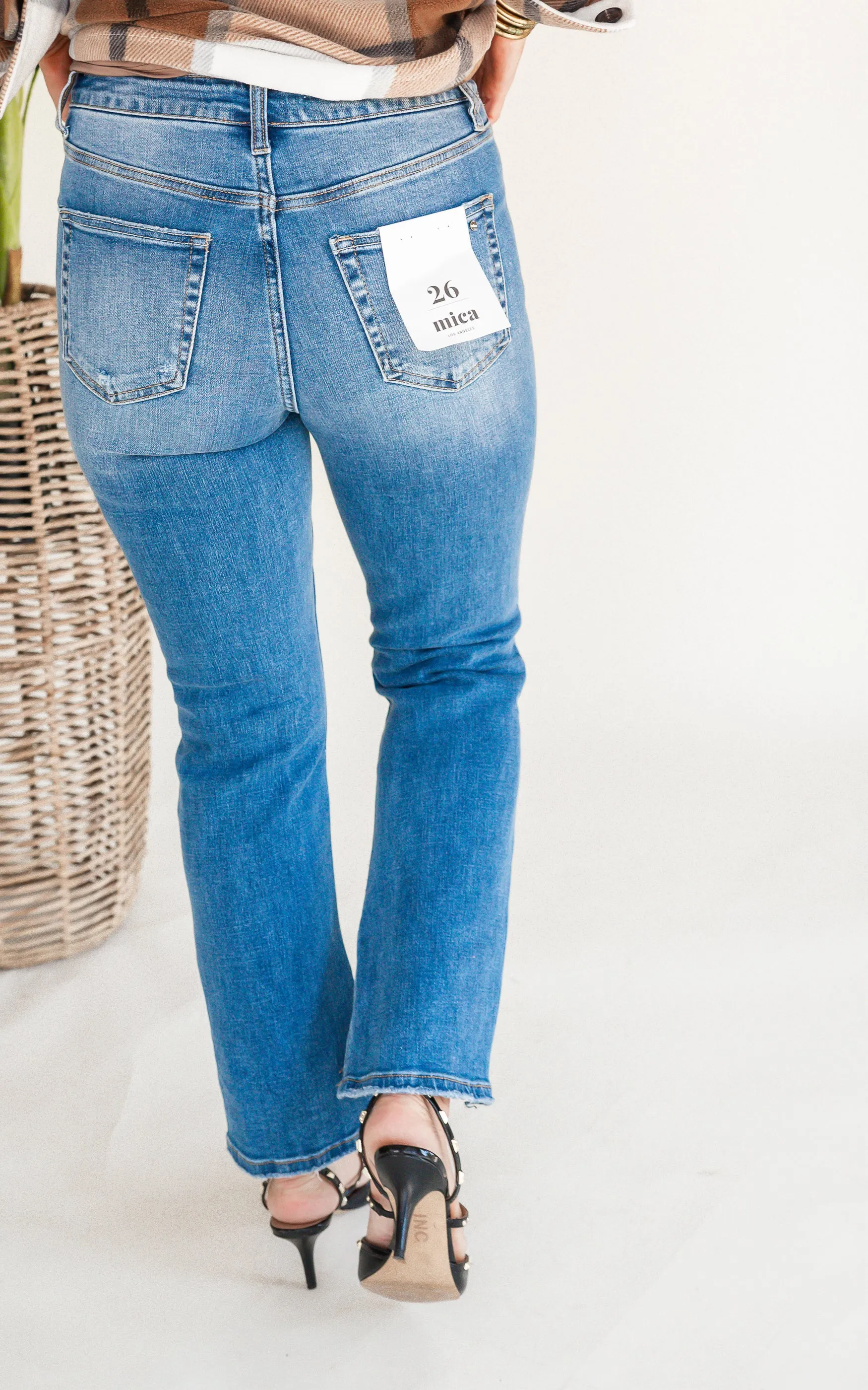 MICA | The Regina High Rise Ankle Straight w/ Side Slit Denim Jeans*