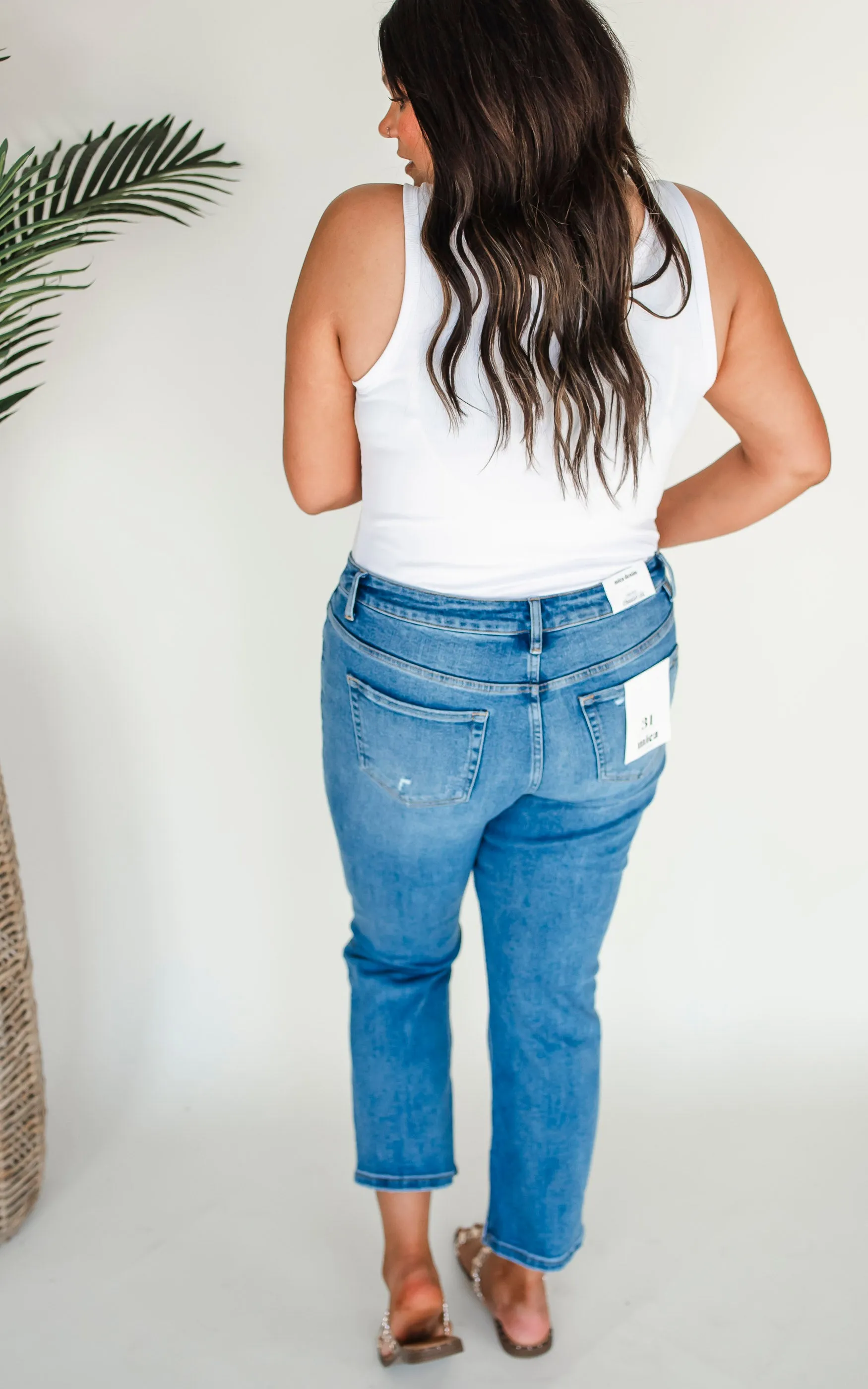 MICA | The Regina High Rise Ankle Straight w/ Side Slit Denim Jeans*