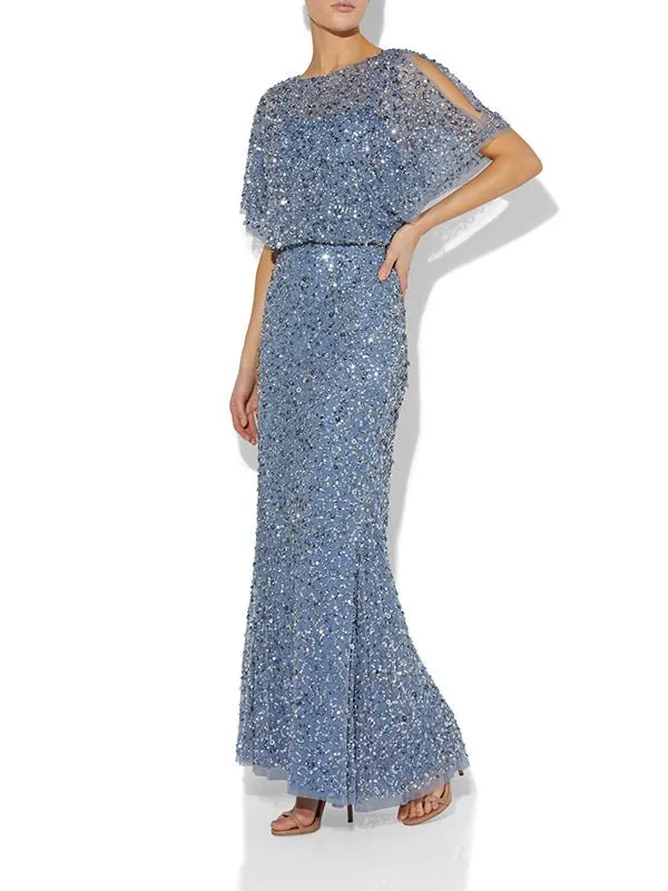 Mimi Sky Blue Hand Beaded Gown