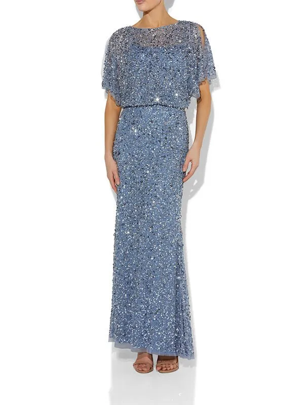 Mimi Sky Blue Hand Beaded Gown