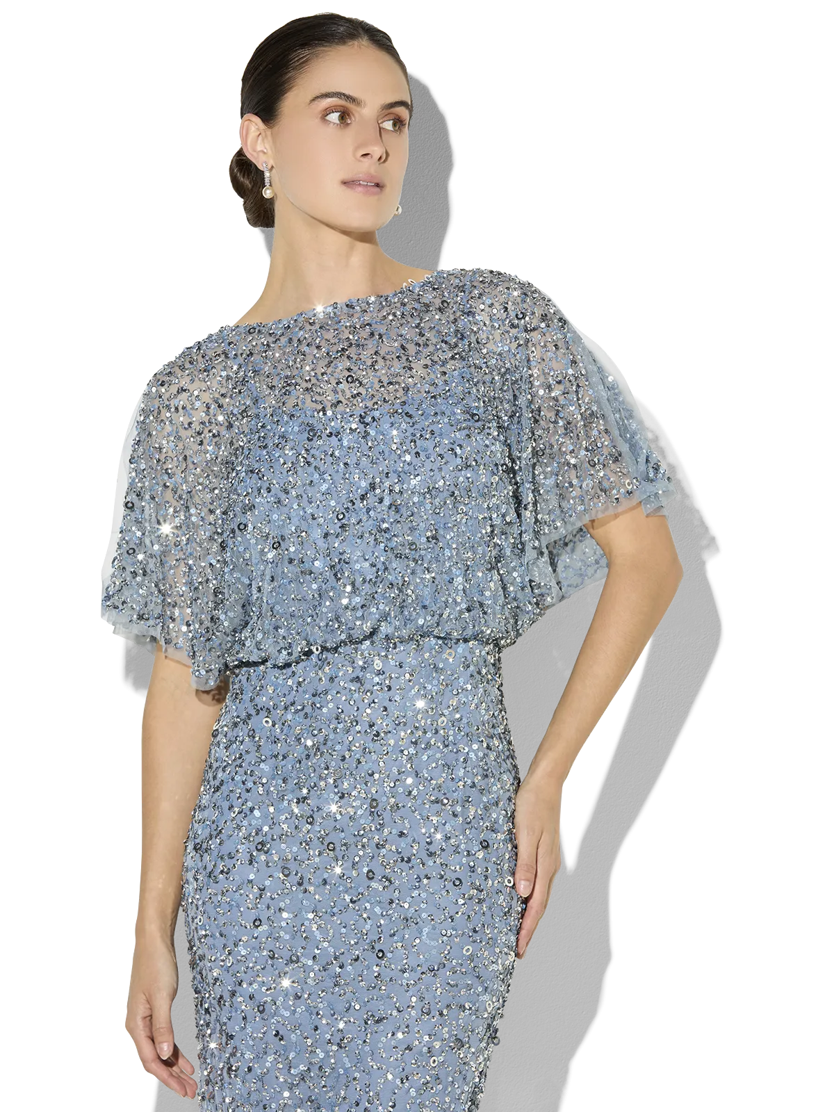 Mimi Sky Blue Hand Beaded Gown