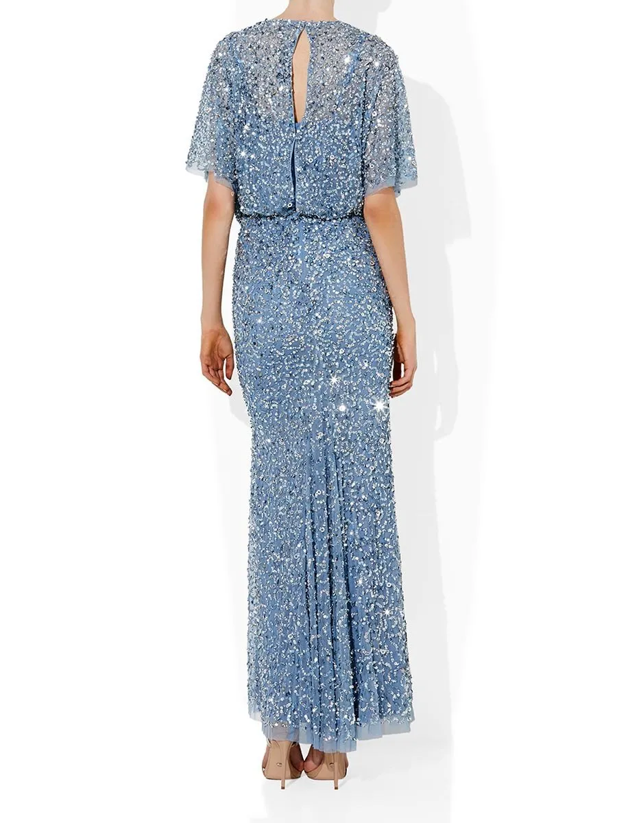 Mimi Sky Blue Hand Beaded Gown