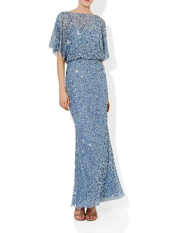 Mimi Sky Blue Hand Beaded Gown