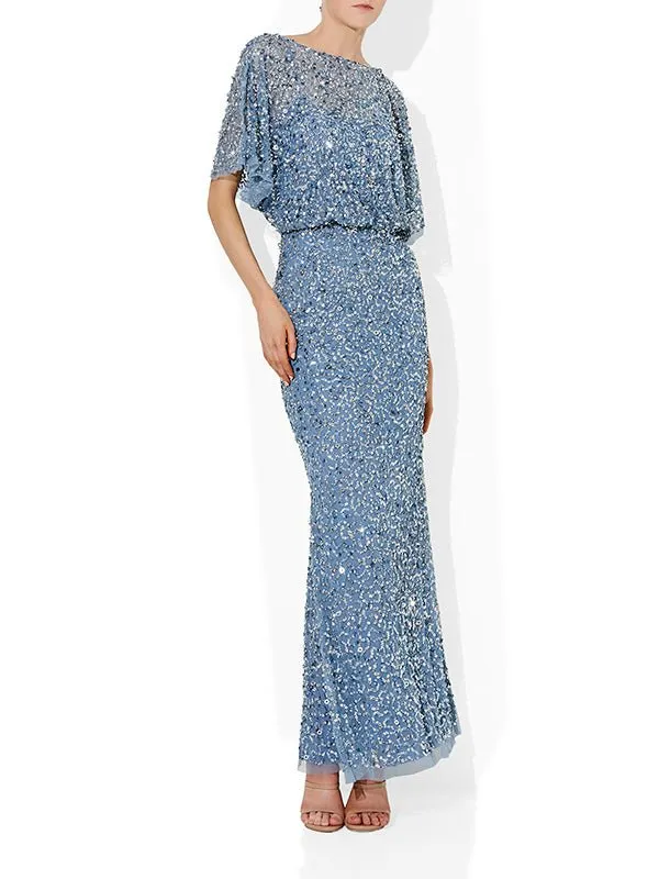 Mimi Sky Blue Hand Beaded Gown