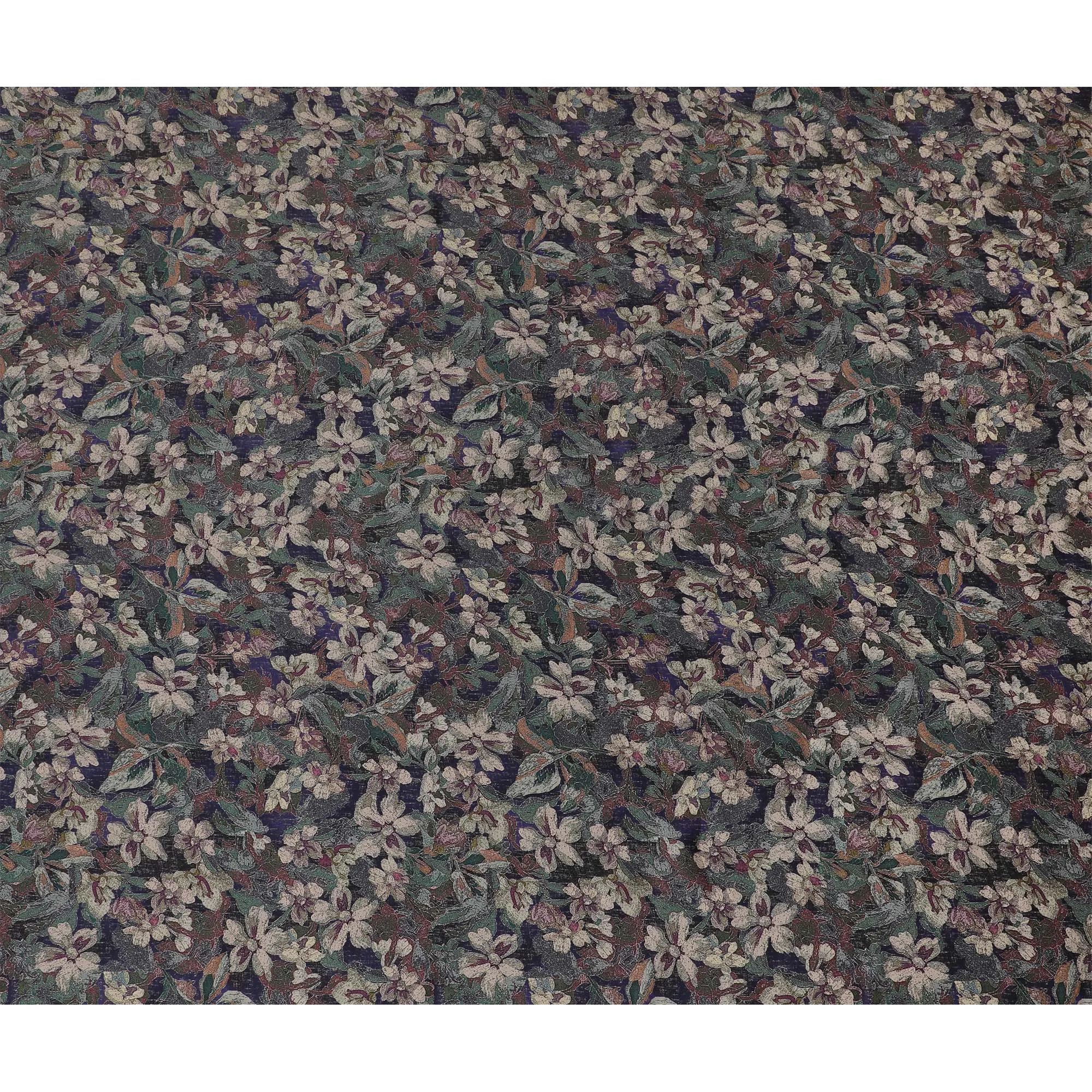 Mystic Dark Floral Modal Satin Fabric - 110 cm Width, Rich Textured Material from India-D19223