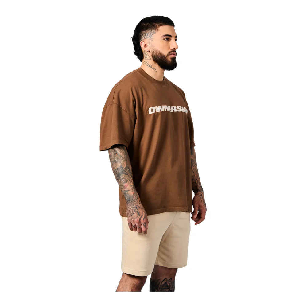 Ownership Men's Solid T-Shirt - Brown & White