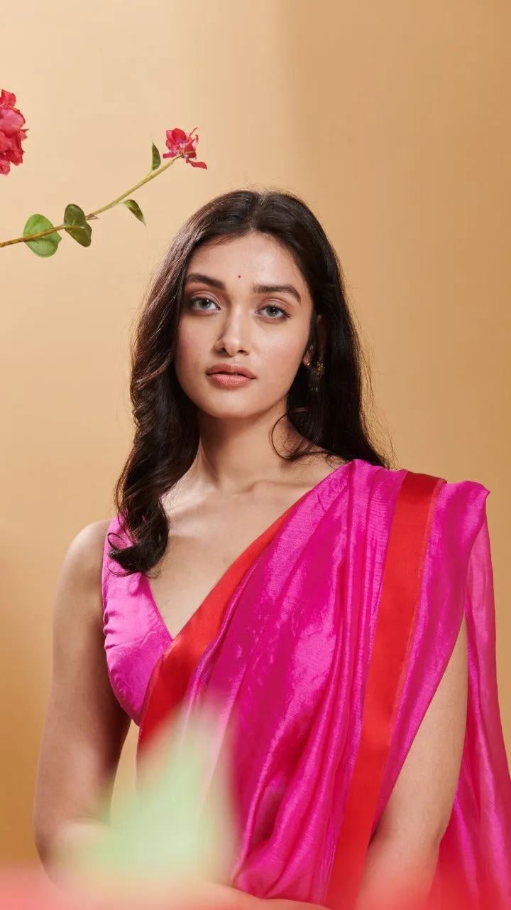 Pink Love Canal organza mulberry saree