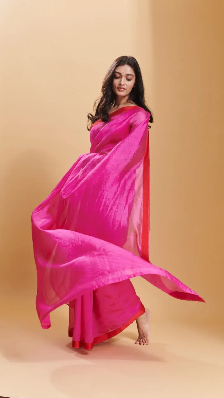 Pink Love Canal organza mulberry saree