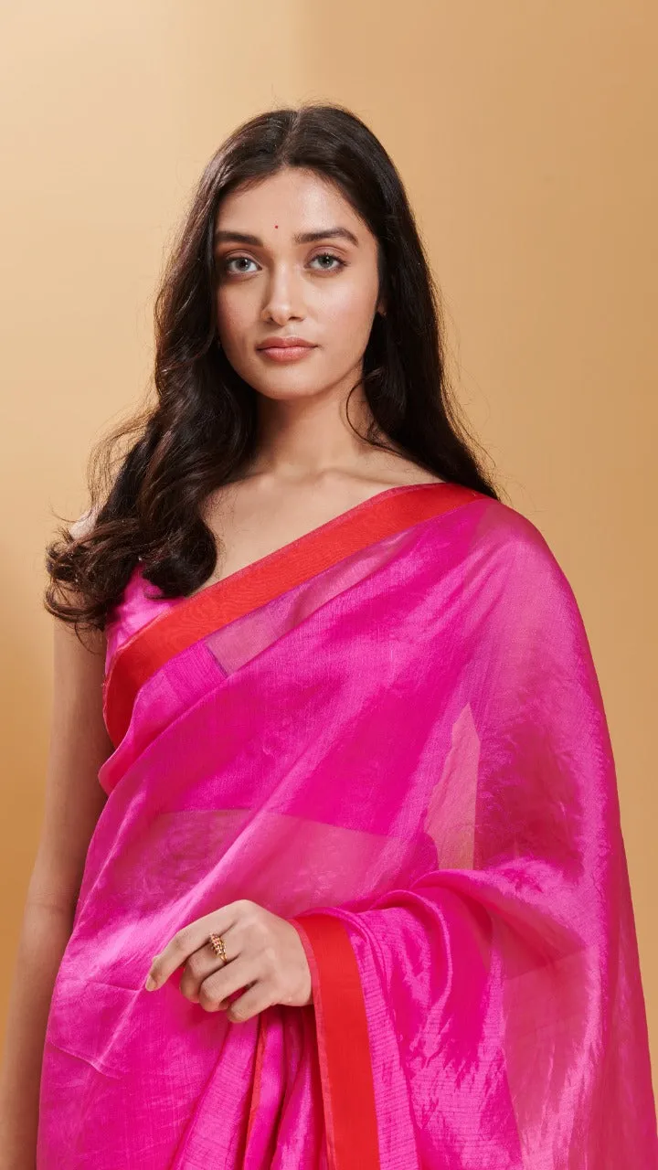 Pink Love Canal organza mulberry saree