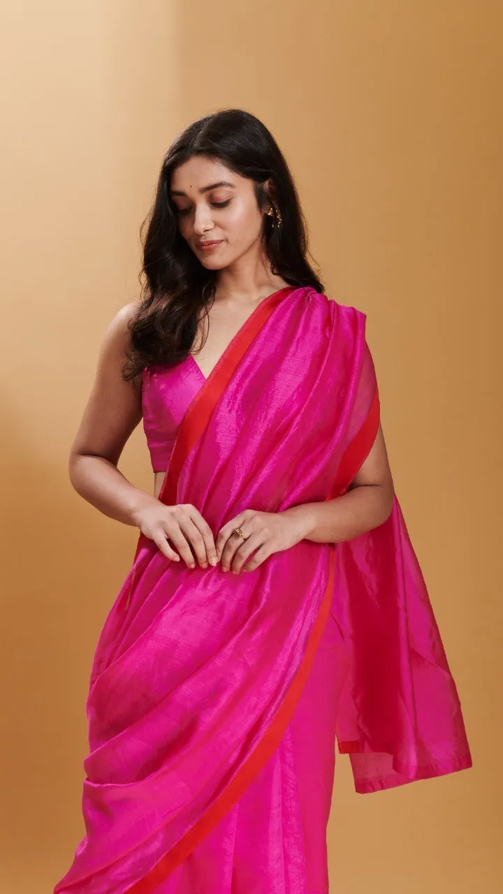 Pink Love Canal organza mulberry saree