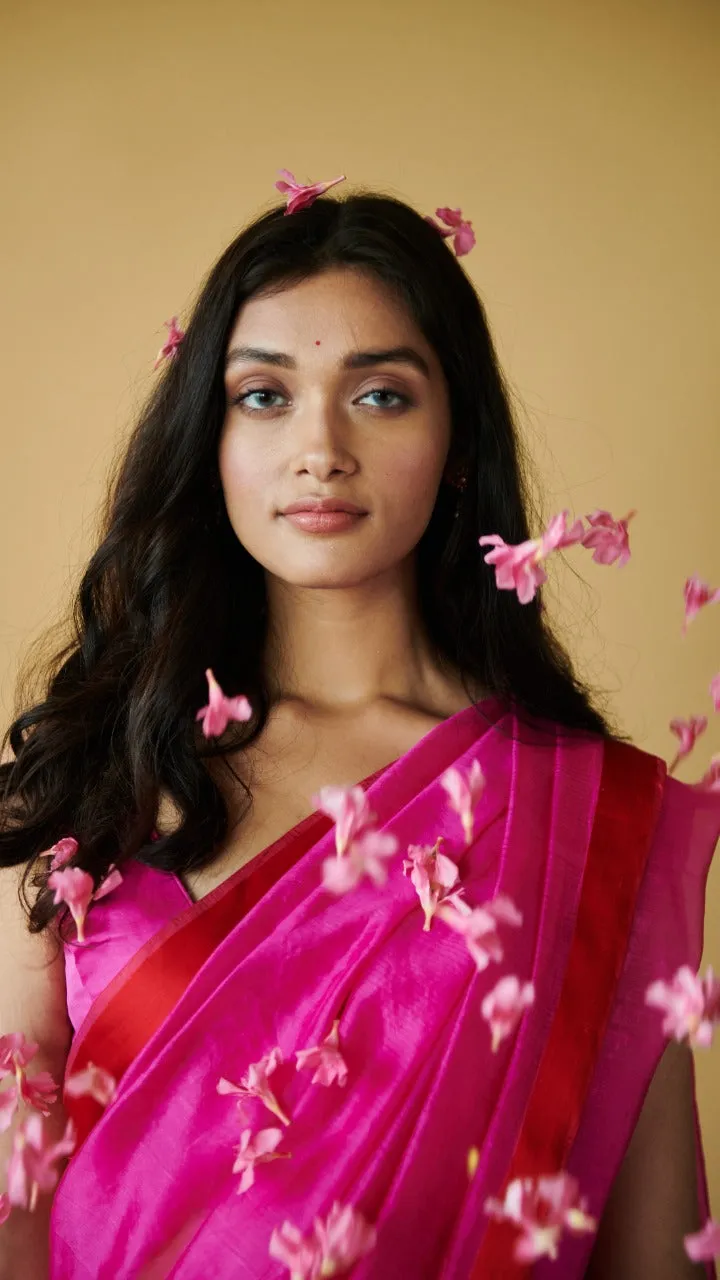 Pink Love Canal organza mulberry saree