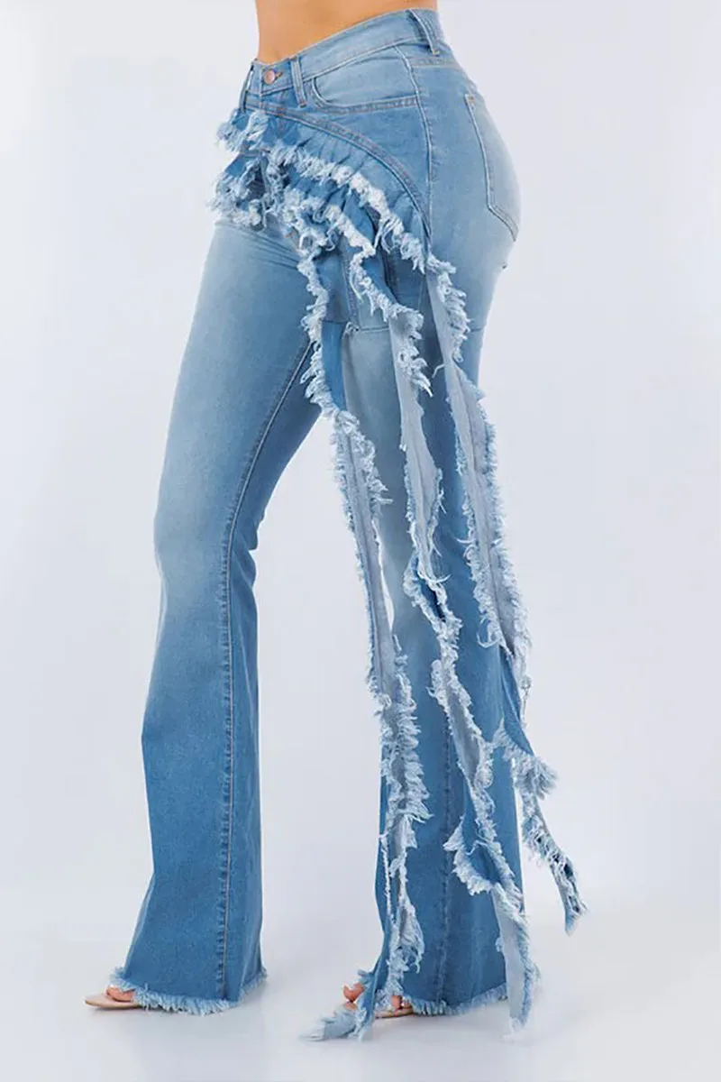 PR3068 Ruffles Denim Jeans Pant