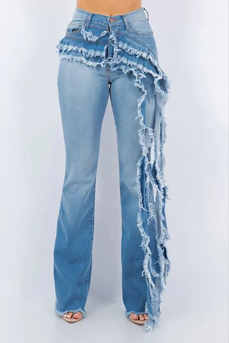 PR3068 Ruffles Denim Jeans Pant