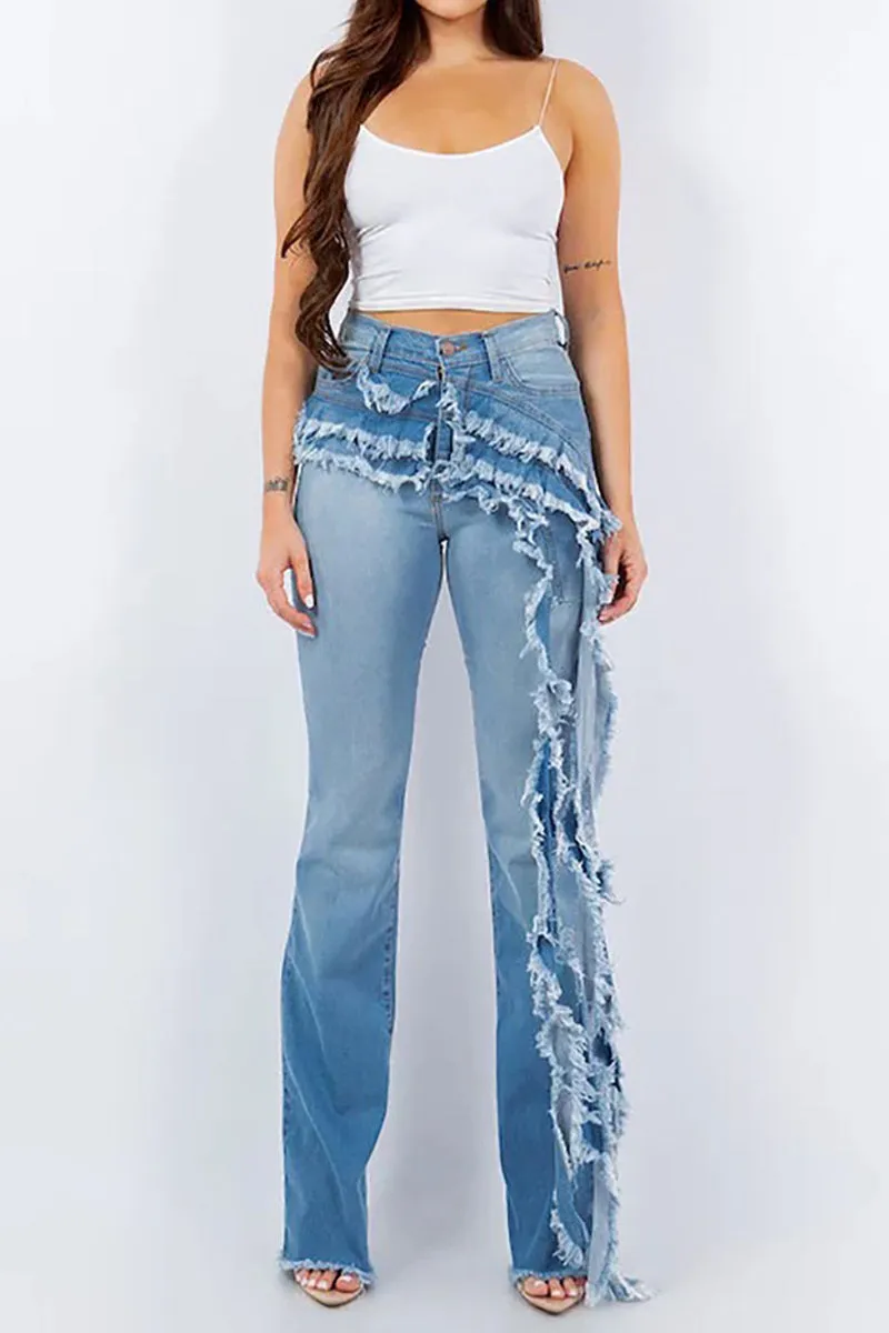 PR3068 Ruffles Denim Jeans Pant