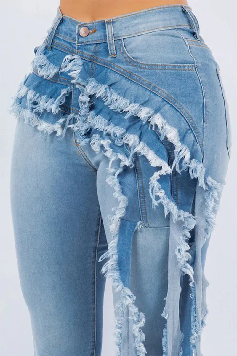 PR3068 Ruffles Denim Jeans Pant