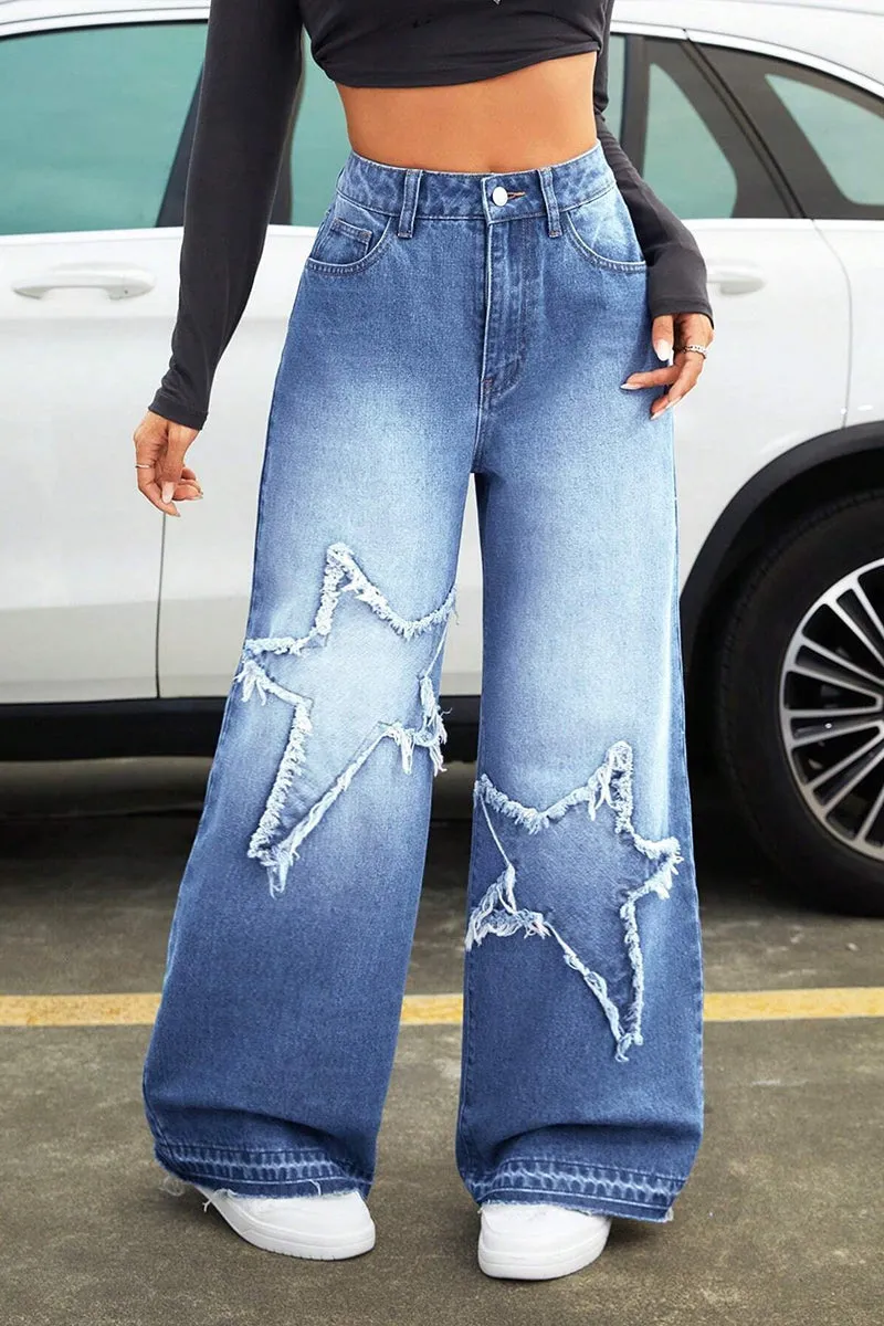 PR3069 Stars Wide Leg Jeans Pant