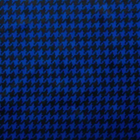 Printed Satin Velvet - CHARLOTTE - Houndstooth - Blue