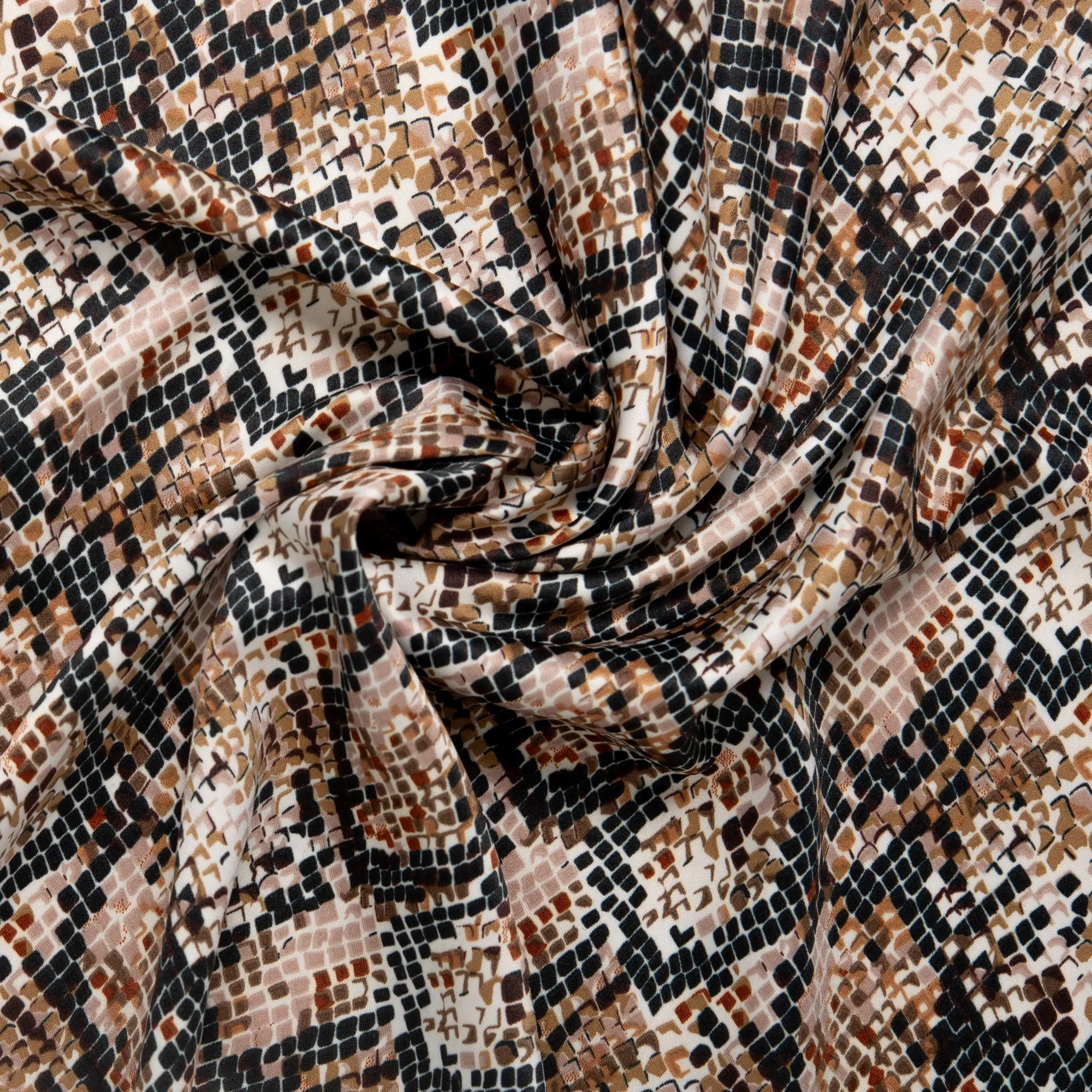 Printed Satin Velvet - CHARLOTTE - Snake - Brown