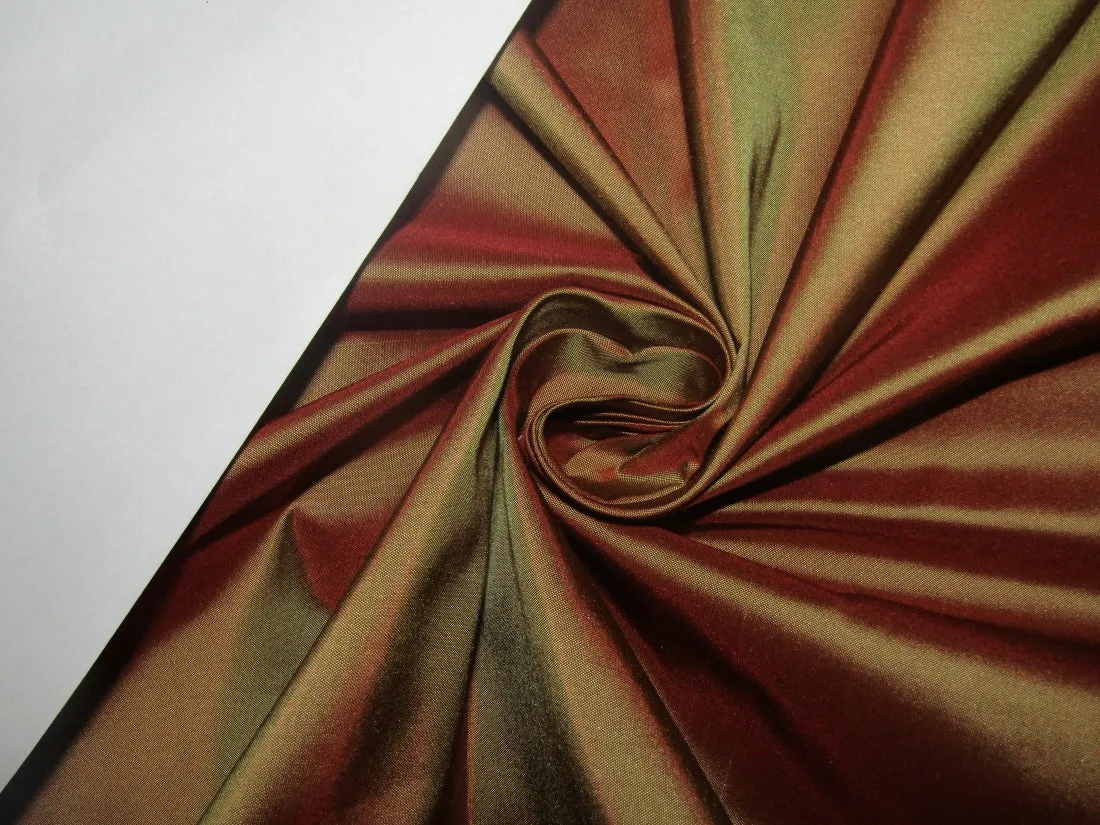 Pure SILK TAFFETA FABRIC Rusty Brown x Golden Green color 54" wide TAF54[2]/TAF52[4]