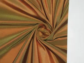 Pure SILK TAFFETA FABRIC Rusty Brown x Golden Green color 54" wide TAF54[2]/TAF52[4]