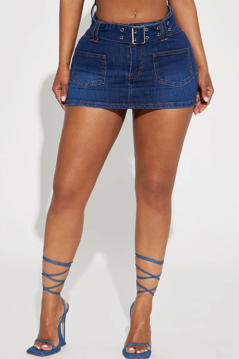 QM0274 Stretch Denim Mini Skirt