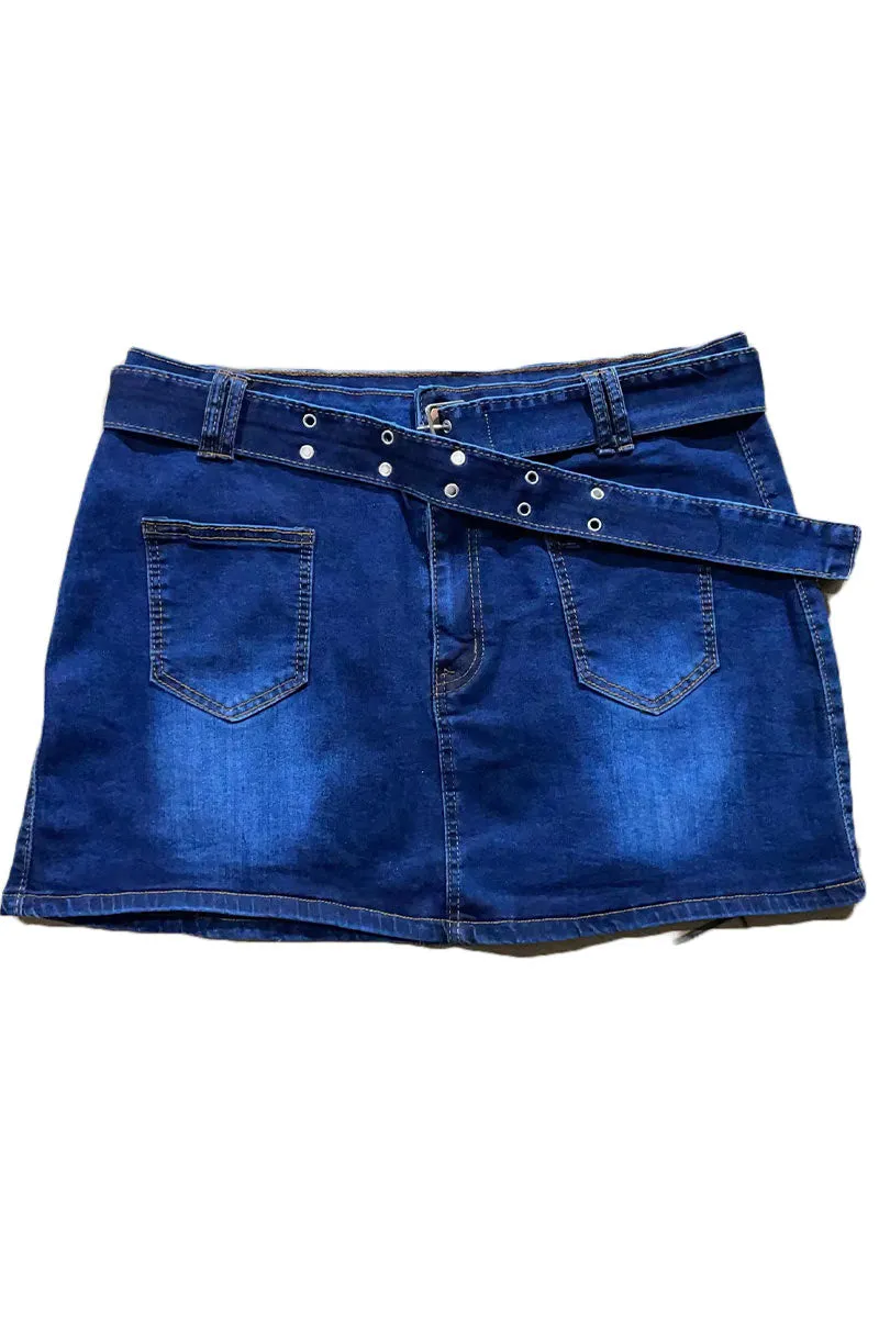 QM0274 Stretch Denim Mini Skirt