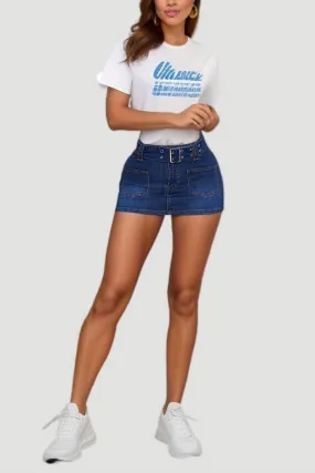 QM0274 Stretch Denim Mini Skirt