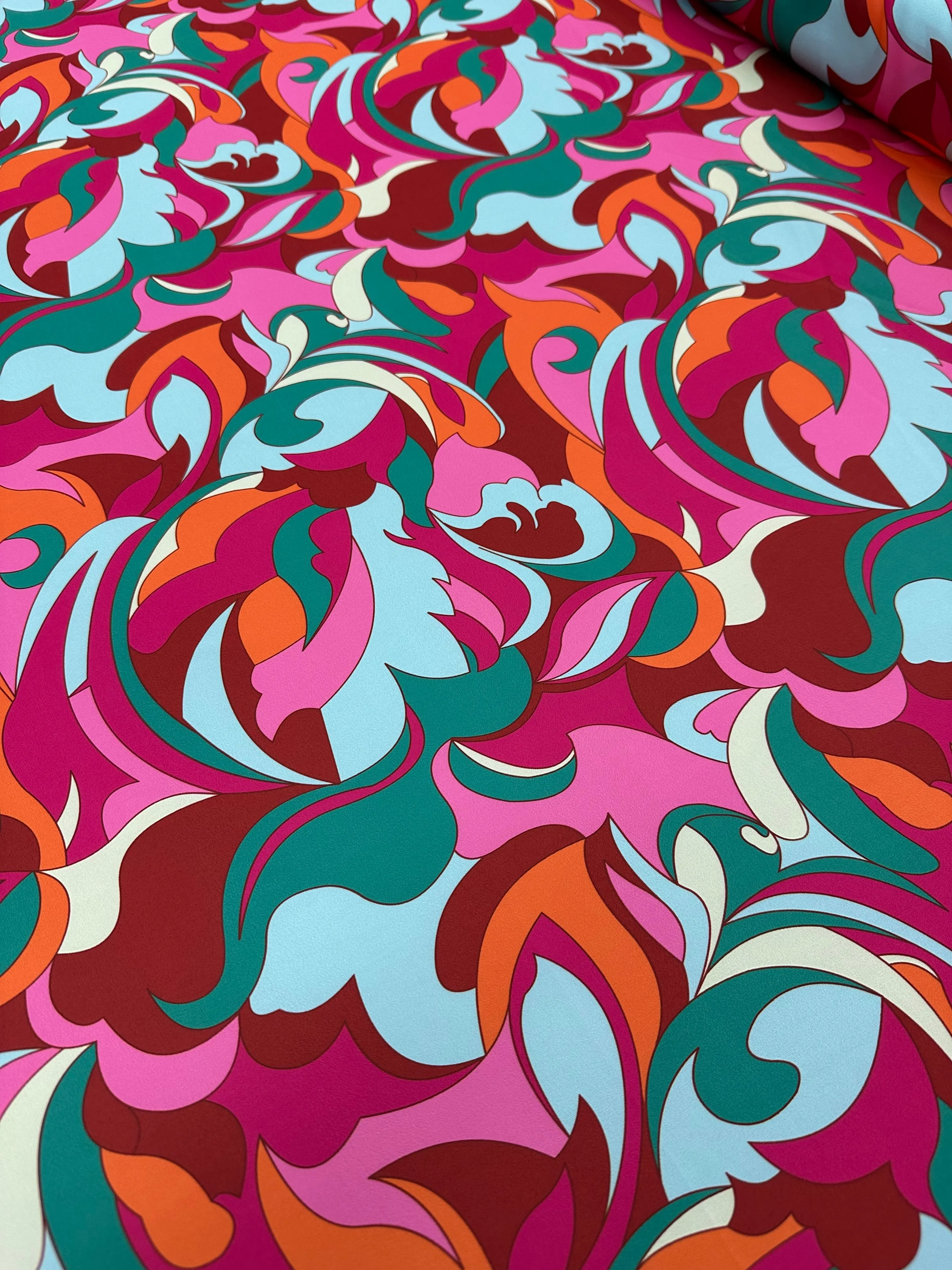 Satin Prints - Cerise Paisley