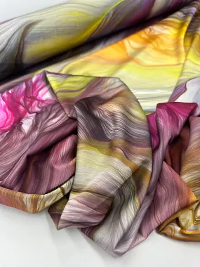 Satin Prints  - Marble Lime & Pink