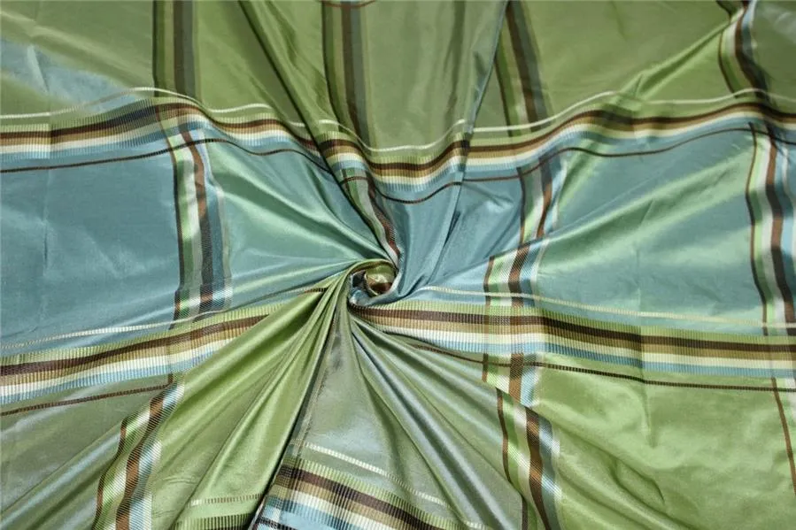 SILK TAFFETA BLUE GREEN AND BROWN PLAIDS Fabric TAFC59[1] 54&quot; wide TAFC59[1]