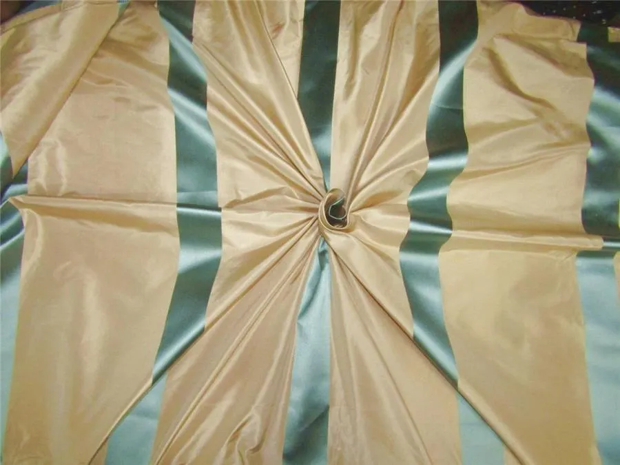 SILK TAFFETA CLOUDY BLUE X BEIGE SATIN STRIPE WITH MULTI COLOR EMBROIDERY TAF#E13