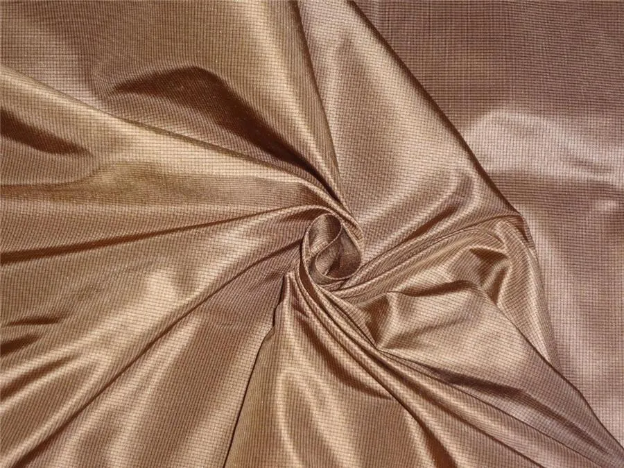 SILK TAFFETA FABRIC BROWN COLOUR PLAIDS,CUT PIECE OF 3.90 yards