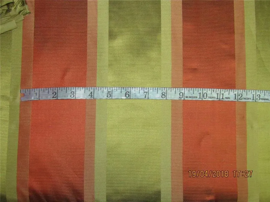 Silk Taffeta Fabric Olie Green x Salmon color jacquard TAFS148[1] 54&quot; wide