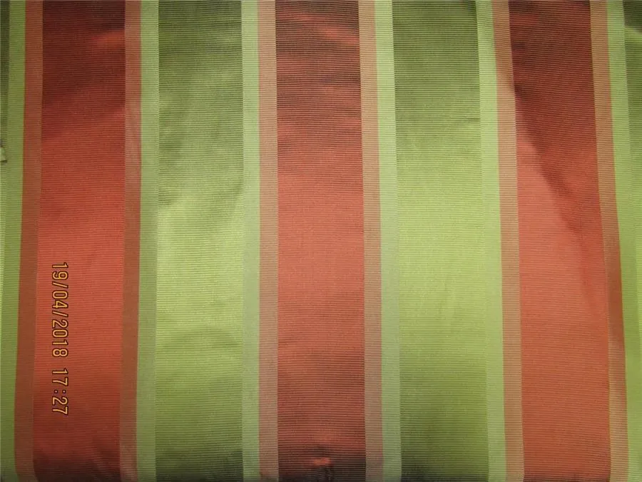 Silk Taffeta Fabric Olie Green x Salmon color jacquard TAFS148[1] 54&quot; wide