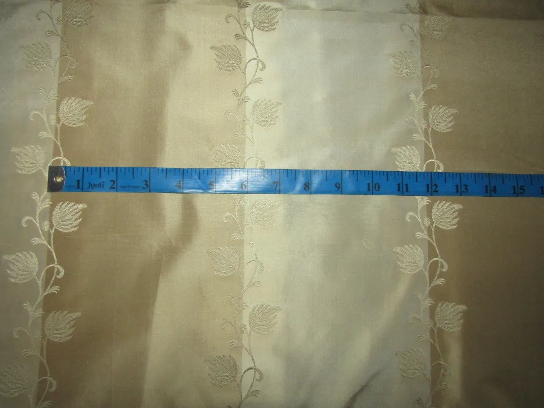 silk taffeta floral jacquard stripes cream and gold 54" wide  TAFSJ9[2]