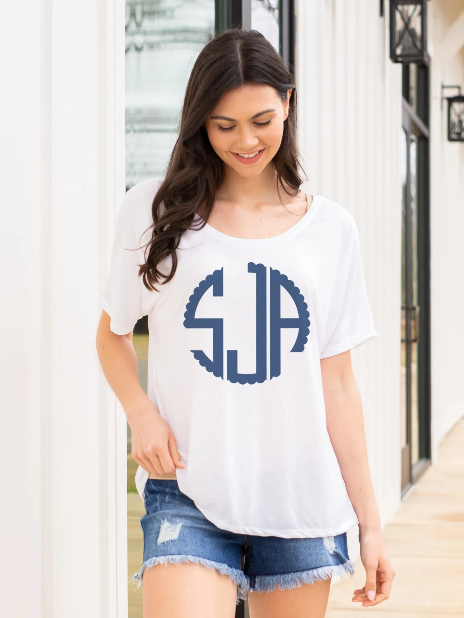 Solid Monogrammed Slouchy Tee