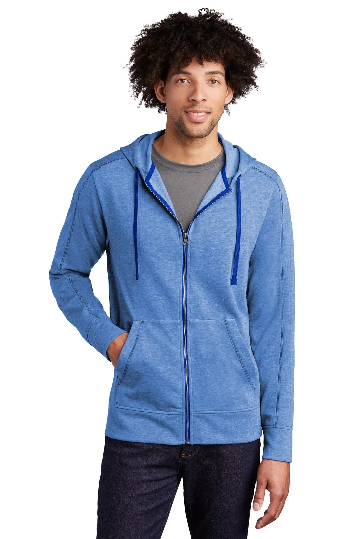 Sport-Tek PosiCharge Tri-Blend Wicking Fleece Full-Zip Hooded Jacket ST293