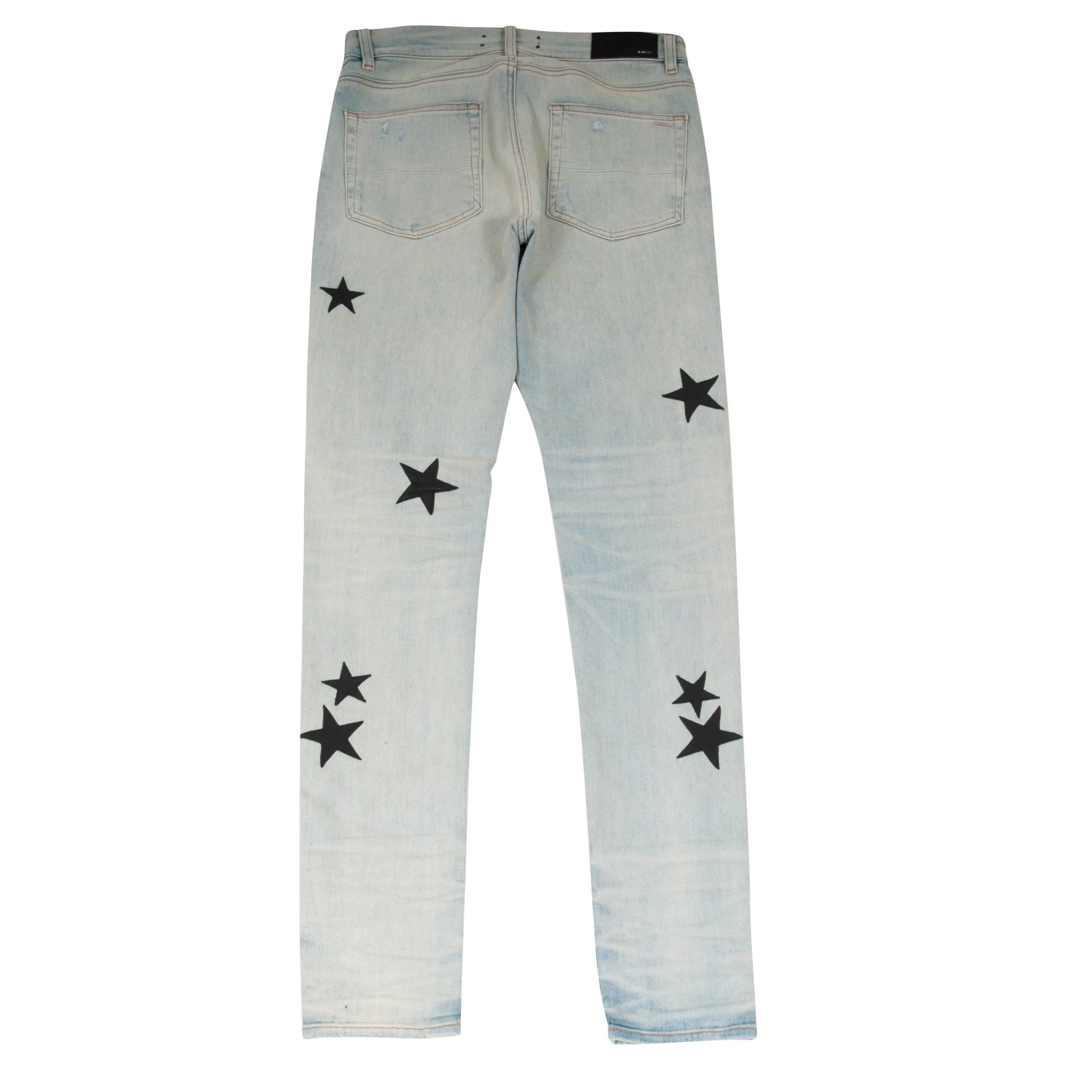 Stack Leather Stars Patch Jeans (Light Wash Bone Indigo)