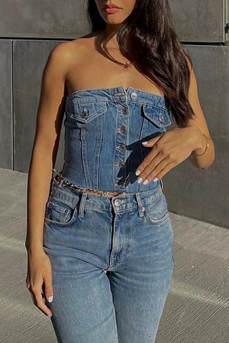 TB405 Denim Tube Top