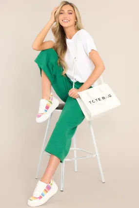 Tell Me Kelly Green Cropped Textured Pants