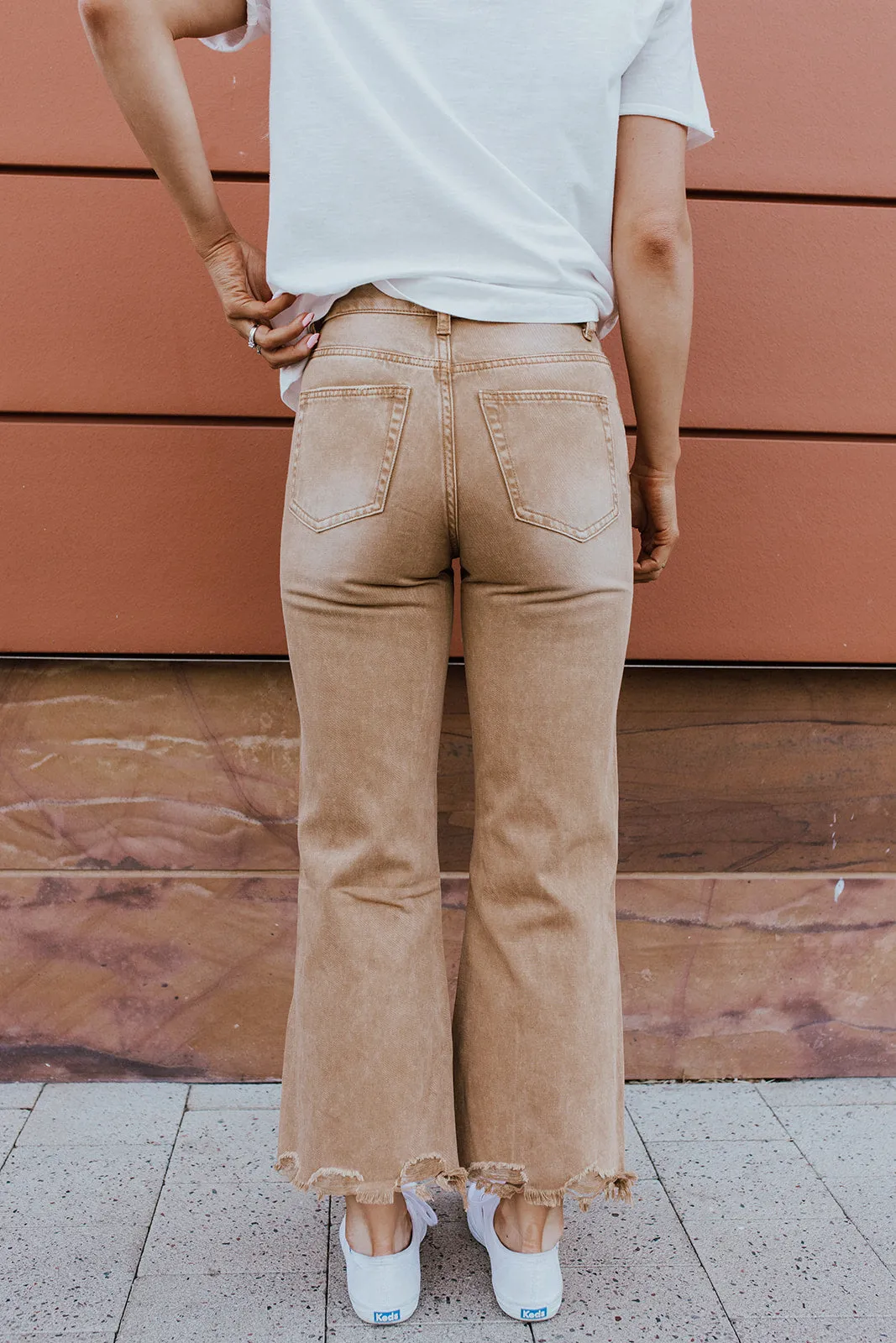 THE 90'S FLARE JEANS IN DISTRESSED COPPER BY VERVET