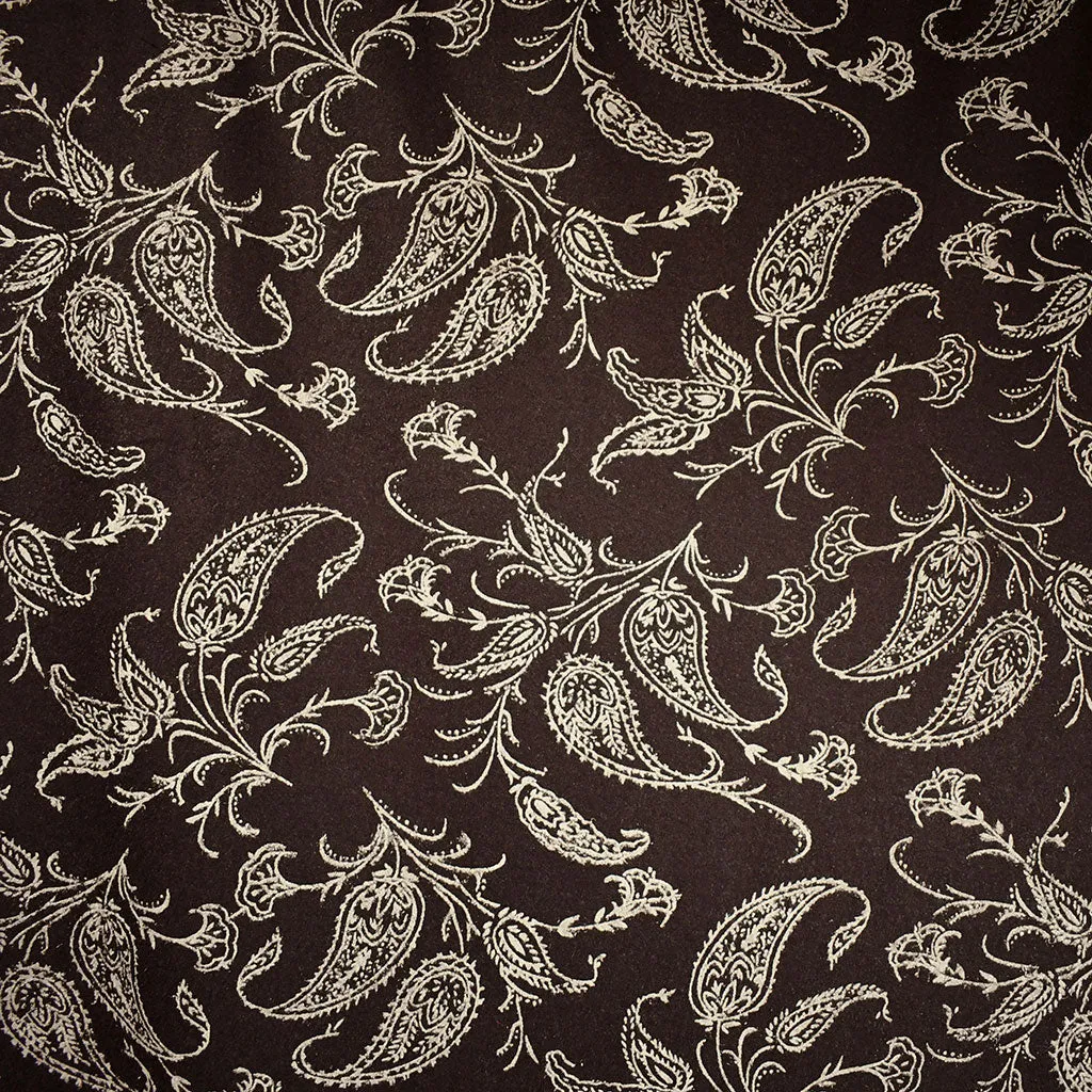 Vine Paisley Printed Wool Blend Melton Coating Chocolate/Latte