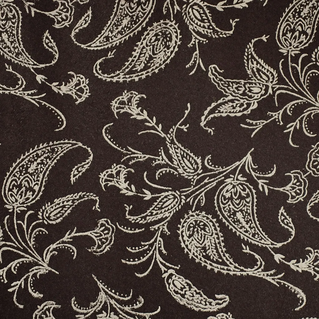 Vine Paisley Printed Wool Blend Melton Coating Chocolate/Latte