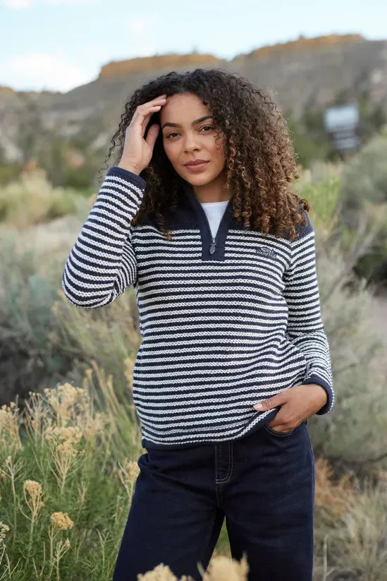 Weird Fish Juliet Stripe 1/4 Zip Eco Macaroni