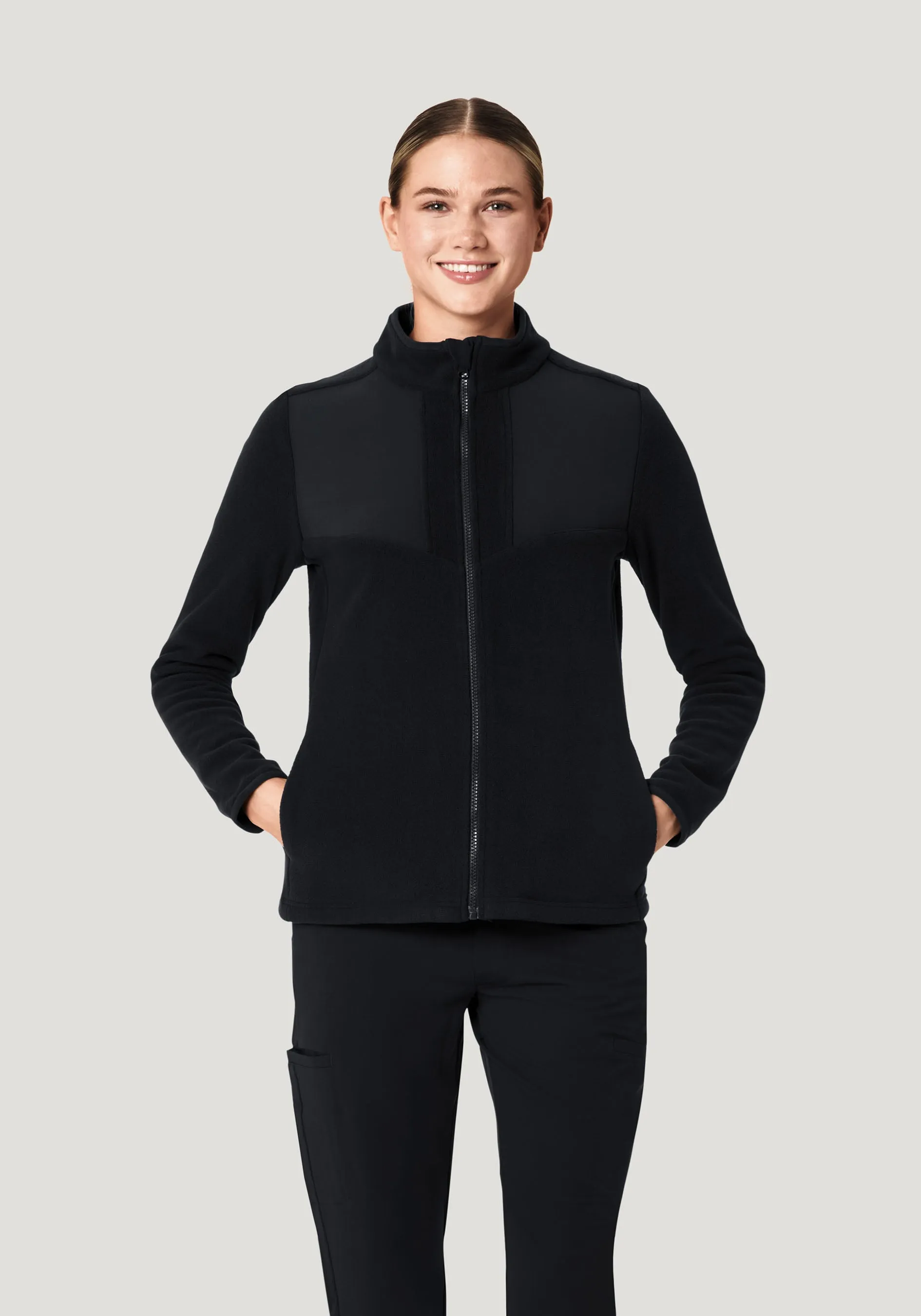 Women's Fleece Scrub Jacket Black